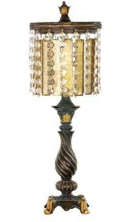 Dimond Lighting 93-090 Amber and Crystal 1- Light Table Lamp Gold Leaf / Black
