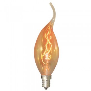 Bulbrite NOS15CFA 15-Watt Incandescent Nostalgic Flame Tip CA11, Candelabra Base, Antique
