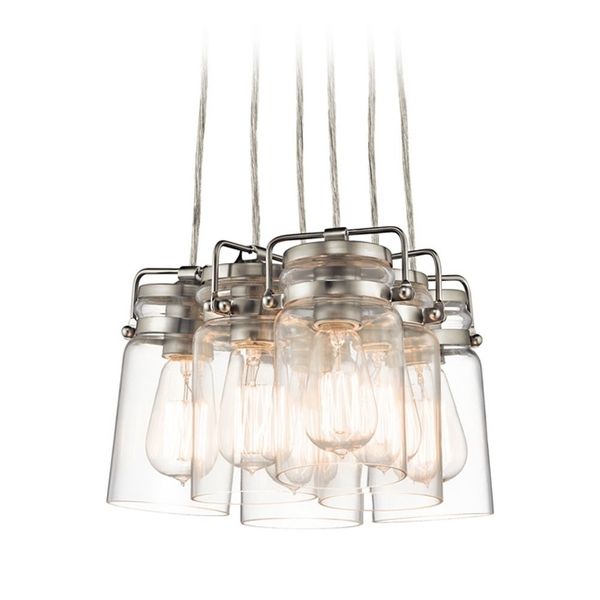 Kichler Lighting 42877 Brinley 6LT Pendant Brushed Nickel with Clear Glass Shades By: Kichler Lighting